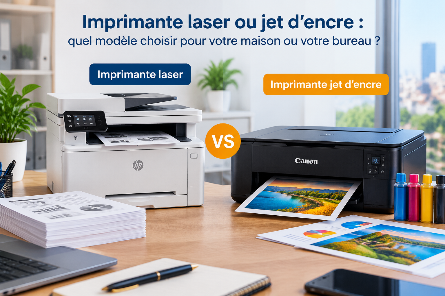 Comparaison entre imprimante laser et imprimante jet d’encre pour maison et bureau
